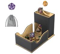 Stepane Dice Roller Tower, Premium DND Magnetic Dice Tray, Foldable PU Leather Dice Tower RPG Gifts for Dungeons and Dragons MTG Dm & Player Black/Brown