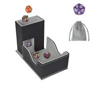 Stepane Dice Tower and Tray, Portable Commander Deck Box, Foldable Dice Storage Box for Dungeons and Dragons Rolling Tray Black/Grey