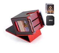 Stepane MTG Commander Deck Box for TCG with dual display windows,Black Red | Card Deck Box Fits 120+ single sleveed Cards for TCG/PTCG/CCG ,Magnetic Card Storage Case with 2 Dividers&2 Toploaders