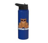 Stepdad Father Bear Two Cubs Bonus Dad Father Figure Stainless Steel Insulated Water Bottle