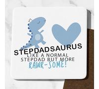 Stepdad Gifts Dinosaur Drink Coaster Funny Rawrsome Stepdadsaurus Birthday Ideal Stepdad Birthday Gifts Step Dad Christmas