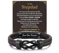 Stepdad Gifts Mens Bracelets - Brown Braided Leather Infinity Knot Bracelet Engraved Love You Forever for Dad, Daddy Gifts from Daughter Son, Gift for Stepdad Father's Day Birthday Christmas