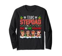 Stepdad Loves His Cute Reindeers Xmas Group Santa Reindeers Long Sleeve T-Shirt