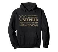 Stepdad Man Myth Bad Influence Father's Day Camo Usa Flag Pullover Hoodie