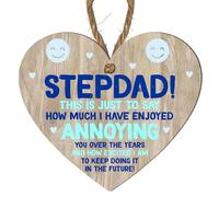 Stepdad Wooden Heart Plaque - Sentimental Gift for Stepfather - Modern Rustic Décor - Father's Day, Birthday - Gift Idea for Christmas (Small: 10 cm (H) × 9 cm (W))