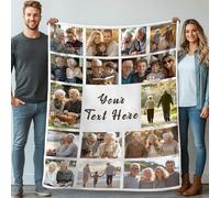 Stepdiy Personalised Blanket with 15 Photos Text, Customised Blanket for Adult Kid Couple, Personalised Gifts for Mom Dad, Christmas Valentines Birthday Gifts for Boyfriend Girlfriend 75x100cm