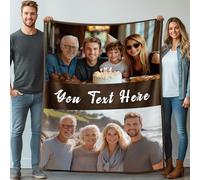 Stepdiy Personalised Blanket with 2 Photos Text, Customised Blanket for Adult Kid Couple, Personalised Gifts for Mom Dad, Christmas Valentines Birthday Gifts for Boyfriend Girlfriend 75x100cm