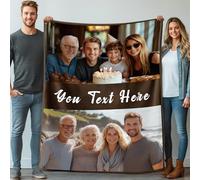 Stepdiy Personalised Blanket with 2 Photos Text, Customised Blanket for Adult Kid Couple, Personalised Gifts for Mom Dad, Christmas Valentines Birthday Gifts for Boyfriend Girlfriend 130x150cm