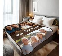 Stepdiy Personalised Blanket with 2 Photos Text, Customised Blanket for Adult Kid Couple, Personalised Gifts for Mom Dad, Christmas Valentines Birthday Gifts for Boyfriend Girlfriend 150x200cm