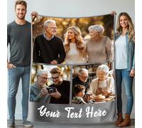 Stepdiy Personalised Blanket with 3 Photos Text, Customised Blanket for Adult Kid Couple, Personalised Gifts for Mom Dad, Christmas Valentines Birthday Gifts for Boyfriend Girlfriend 100x130cm