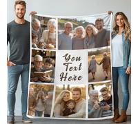 Stepdiy Personalised Blanket with 7 Photos Text, Customised Blanket for Adult Kid Couple, Personalised Gifts for Mom Dad, Christmas Valentines Birthday Gifts for Boyfriend Girlfriend 100x130cm