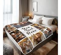 Stepdiy Personalised Blanket with 7 Photos Text, Customised Blanket for Adult Kid Couple, Personalised Gifts for Mom Dad, Christmas Valentines Birthday Gifts for Boyfriend Girlfriend 150x200cm