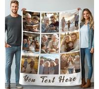 Stepdiy Personalised Blanket with 9 Photos Text, Customised Blanket for Adult Kid Couple, Personalised Gifts for Mom Dad, Christmas Valentines Birthday Gifts for Boyfriend Girlfriend 130x150cm