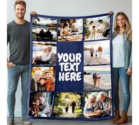 Stepdiy Personalised Photo Blanket 150 X 200cm, Custom Blanket with 10 Photos Twin Size, Customise Blanket for Birthday Gifts for Women Her Him Dad Mom