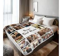 Stepdiy Personalised Photo Blanket 150 X 200cm, Custom Blanket with 15 Photos Twin Size, Customise Blanket for Birthday Gifts for Women Her Him Dad Mom