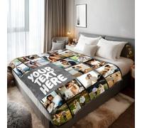 Stepdiy Personalised Photo Blanket 150 X 200cm, Custom Blanket with 20 Photos Twin Size, Customise Blanket for Birthday Gifts for Women Her Him Dad Mom