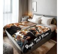 Stepdiy Personalised Photo Blanket 150 X 200cm, Custom Blanket with 3 Photos Twin Size, Customise Blanket for Birthday Gifts for Women Her Him Dad Mom