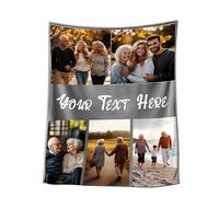 Stepdiy Personalised Photo Blanket 150 X 200cm, Custom Blanket with 5 Photos Twin Size, Customise Blanket for Birthday Gifts for Women Her Him Dad Mom