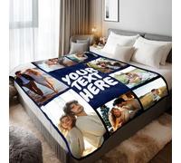 Stepdiy Thick Personalised Photo Blanket 150 X 200cm, Custom Blanket with 8 Photos Twin Size, Customise Blanket for Birthday Gifts for Women Her Him Dad Mom