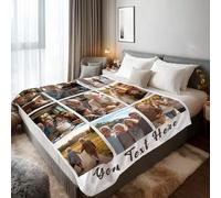 Stepdiy Thick Personalised Photo Blanket 150 X 200cm, Custom Blanket with 9 Photos Twin Size, Customise Blanket for Birthday Gifts for Women Her Him Dad Mom