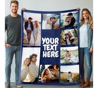 Stepdiy Thick Personalised Photo Blanket for Adults 130 X 150cm, Custom Blanket Throw with 8 Photos, Customise Blanket for Birthday Gifts for Mom Dad Women Her Him