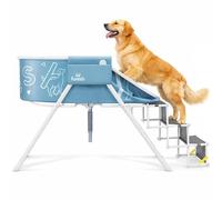 Steper Big Dog Bath Tub with Stairs Elevated Portable Foldable Wash Station with Steps for Bathing Shower and Grooming Indoor Outdoor for Medium to Large Size Dogs (Large 2022 Version)