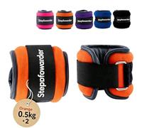 Stepfowarder Ankle/Wrist Weights 0.3-2kg a Pair with Adjustable Strap for Arm, Hand & Leg, Walking, Jogging, Gymnastics, Aerobics, 5 Colours (2 * 0.5KG - Orange)