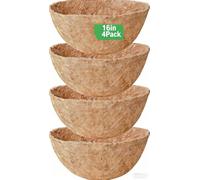 Stepfowarder Hanging Basket Coco Liners 4 Pcs, 40cm/16Inch Round Wall Planter Liner, Natural Coconut Fiber Liner for Window Boxes Indoor Outdoor Garden Flower Pot (Round 40cm/16in)