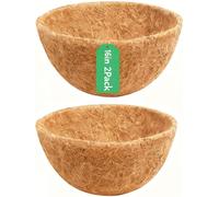 Stepfowarder Hanging Basket Liners 2 Pack, 40cm/16inch Round Coco Liner, Natural Coconut Fiber Replacement Liners for Garden Plant Flower Balcony Planter Liner Replacement (Round 40cm/16in - 2PACK)