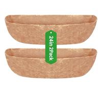 Stepfowarder Trough Coco Replacement Liners 2PACK, 60cm/24inch Semi-Oval Coco Liner, Natural Coco Fiber Liners for Plant Flower and Window Box & Hanging Trough Planters (Semi-Oval 60cm/24in - 2PACK)