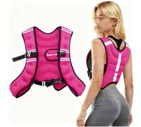 Stepfowarder Weighted Vest, 3kg/5kg, Workout Vest with Reflective Strips and Adjustable Strap, Fitness Vest for Bodybuilding Running Cardio Fitness (3kg - Rose Red)