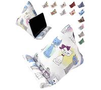 STEPHAN AND THEODORE Handmade Phone Pillow Holder - The Wedge Mobile Device Stand - Fabric Phone Stand for All iPhones, All Smartphones! 7 x 6.1 x 5.5 Inches (Cats Multicolored)
