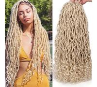 Stephanie 24 Inch Goddess Faux Locs Crochet Braids With Curly Ends 8 Pack Soft New Faux Locs Hair Natural Black Pre Looped Synthetic Crochet Braiding Hair for Women (613#, 24 inch)