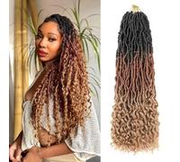 Stephanie 8 Packs 24” Faux Locs Crochet Hair Soft New Nu Locs Crochet Hair Pre Looped Synthetic Crochet Braids for Women(1B/30/27, 24 inch)
