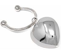 Stephanie Imports Horseshoe Screwball Keychain with Single-Side Easy-Open Key Holder Silver Puffed Heart