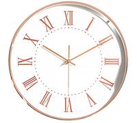 Stephanie Imports Modern Minimalist Rose Gold on White Silent Wall Clock with Glass Top (Roman Numeral Dial)