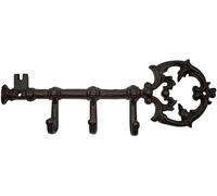 Stephanie Imports Rustic Cast Iron Large Key-Shaped Holder with 3 Key Hooks for Wall Mount (Rustic Bronze)