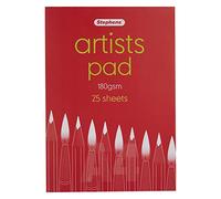 Stephens Artists Paper Pad A4 180gsm 25 Sheets, Ideal Paper Book For Art, Sketch, Writing, Colouring, Tracing Or As A Notebook, Suitable For Adults And Kids, For School, Office And Home Use
