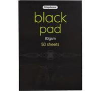 Stephens Black Coloured Paper Pad A4 80gsm 50 Sheets, Makes The Perfect Sketch Book, Craft Pad, Paint Pad, Notebook, Bullet Journal, Scrapbook and Colouring Book, for Home School and Office