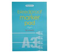 Stephens Bleedproof Marker Pad A3 70gsm 50 Sheets, Ideal For Sketching, Drawing, Doodling, Writing And Colouring, Use With Permanent Markers, Pens, Ink Will Not Bleed Through