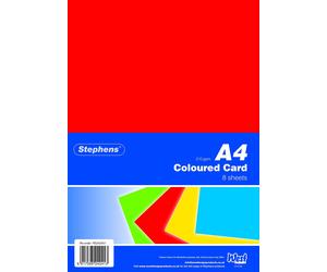 Stephens Card Coloured Assorted 4 Colours A4 210gsm 8 Sheets, For Art, Craft, Dr