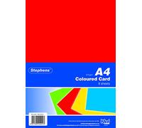 Stephens Card Coloured Assorted 4 Colours A4 210gsm 8 Sheets, For Art, Craft, Drawing, Sketching, Home, School, University, Colouring