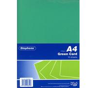 Stephens Coloured Card Green A4 210gsm 10 Sheets, Great For Printing, Photocopying, Card Making, Decoupage, And Scrapbook Designs, Perfect Cardboard Base For Craft Projects, Essential Stationery Item