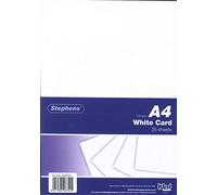 Stephens Coloured Card White A4 210gsm 25 Sheets, Great For Printing, Photocopying, Card Making, Decoupage, And Scrapbook Designs, Perfect Cardboard Base For Craft Projects, Essential Stationery Item
