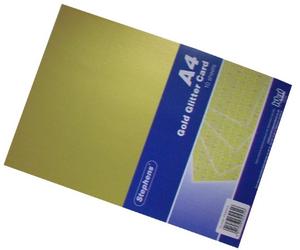 Stephens Glitter Board Card Gold Coloured A4 220gsm 10 Sheets, Ideal For Scrapbook Crafting, Card Making, Embossing, Embellishing, Sparkly Foil Shiny Finish