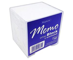 Stephens Note Paper Memo Block Dispenser White Colour, Ideal Desk Note Paper Holder For Taking Phone Message, Jotting Down Shopping Lists, Dates And Upcoming Events, For Home, Office, Business School