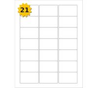Stephens Self Adhesive Address Labels, 63.5 x 38.2mm, 21 Up, A4, Matt White, Rectangular Stickers, 21 Labels Per Sheet, Box of 100 Sheets, 2100 Labels Total