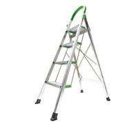 StepIt 4 Step Ladder Aluminium Folding - 150kg Stepladder Lightweight 4.4 kg | Step Ladders for Home Kitchen Office | Foldable Small Steps with Wide Anti-Slip Treads, Rubber Feet & Safety Grip