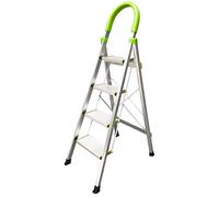 StepIt Premium 4 Step Ladder - Folding Aluminium Step Ladder with Deep Anti-Slip Steps | Lightweight Portable Small Ladder for Home & Kitchen | Soft Rubber Hand Grip, 150kg Capacity