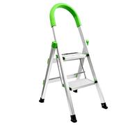 StepIt Premium Aluminium 2 Step Ladder - Deluxe Lightweight Folding Stepstool for Kitchen & Home | Anti-Slip Safety Treads with Soft Grip Handle | Compact Storage Design, 150kg Load Capacity